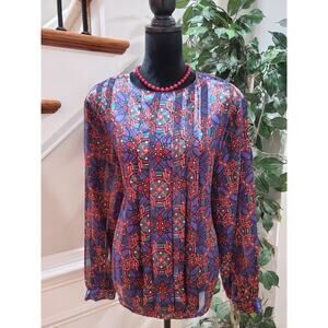 Westbound Women's Multicolor 100% Polyester Round Neck Long Sleeve Top Blouse 18